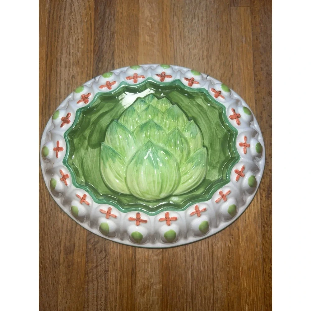 Vintage Artichoke Kitchen Jello Mold Ceramic Art by Sigma Tastesetter 10x8x2